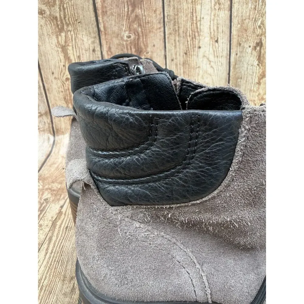 Lucky Brand Dareek Gray Suede/Black Leather Lace Up Side Zip Ankle Boots 9 - Picture 8 of 13